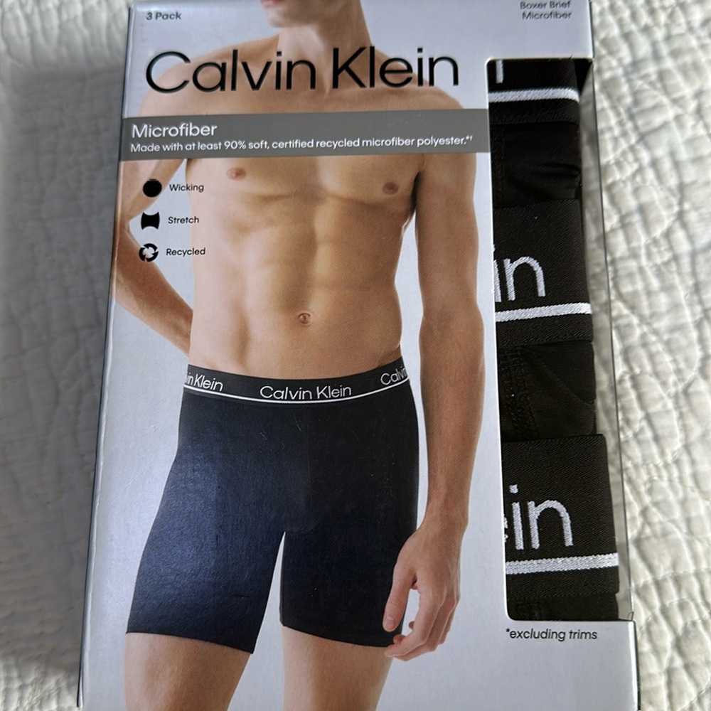 Calvin Klein 3-PK Microfiber Stretch Black Boxer Briefs Med NWT - Picture 5 of 13